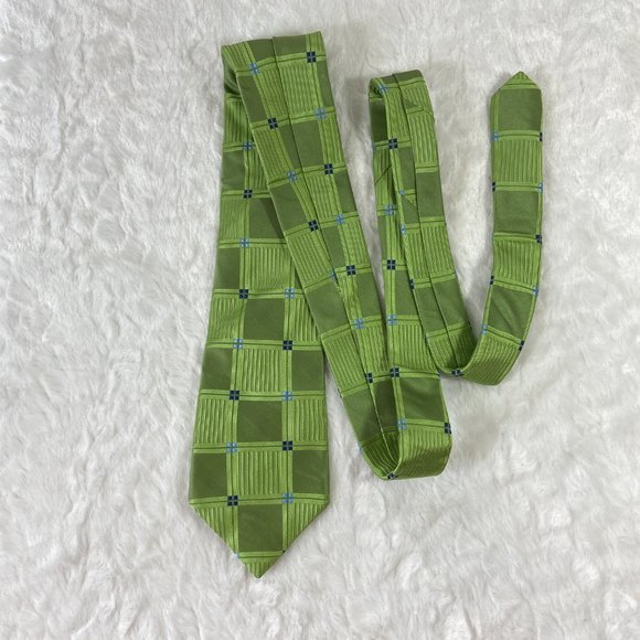 MICHAEL Michael Kors Other - MICHAEL Michael Kors Lime Green and Blue Square Pattern 100% Silk Necktie Tie